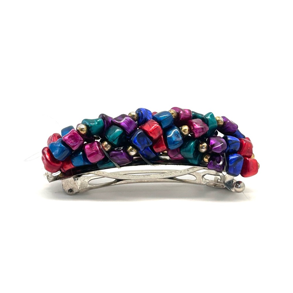 Jewel Hair Clip Blue Red Green Rainbow Cluster Twist Barrette Accessories 3”